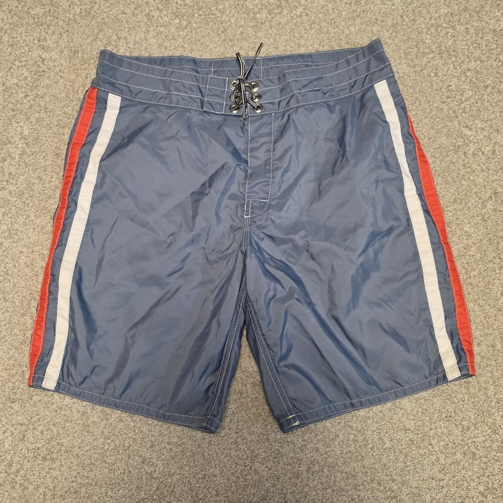 Birdwell Beach Britches 311 Board Shorts Mens 31 Blue Red White USA Made Surf